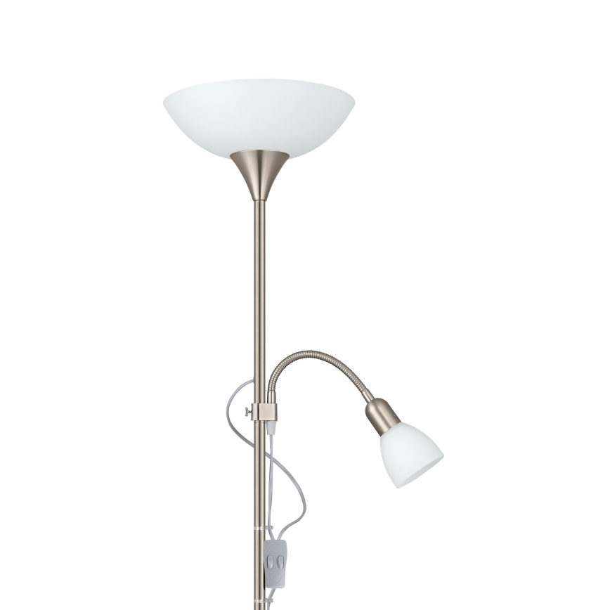 EGLO - Stojacia lampa 1xE27/60W + 1xE14/25W matný chróm