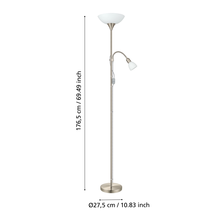 EGLO - Stojacia lampa 1xE27/60W + 1xE14/25W matný chróm