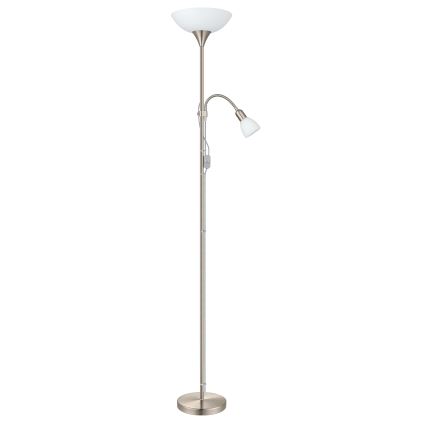 EGLO - Stojacia lampa 1xE27/60W + 1xE14/25W matný chróm
