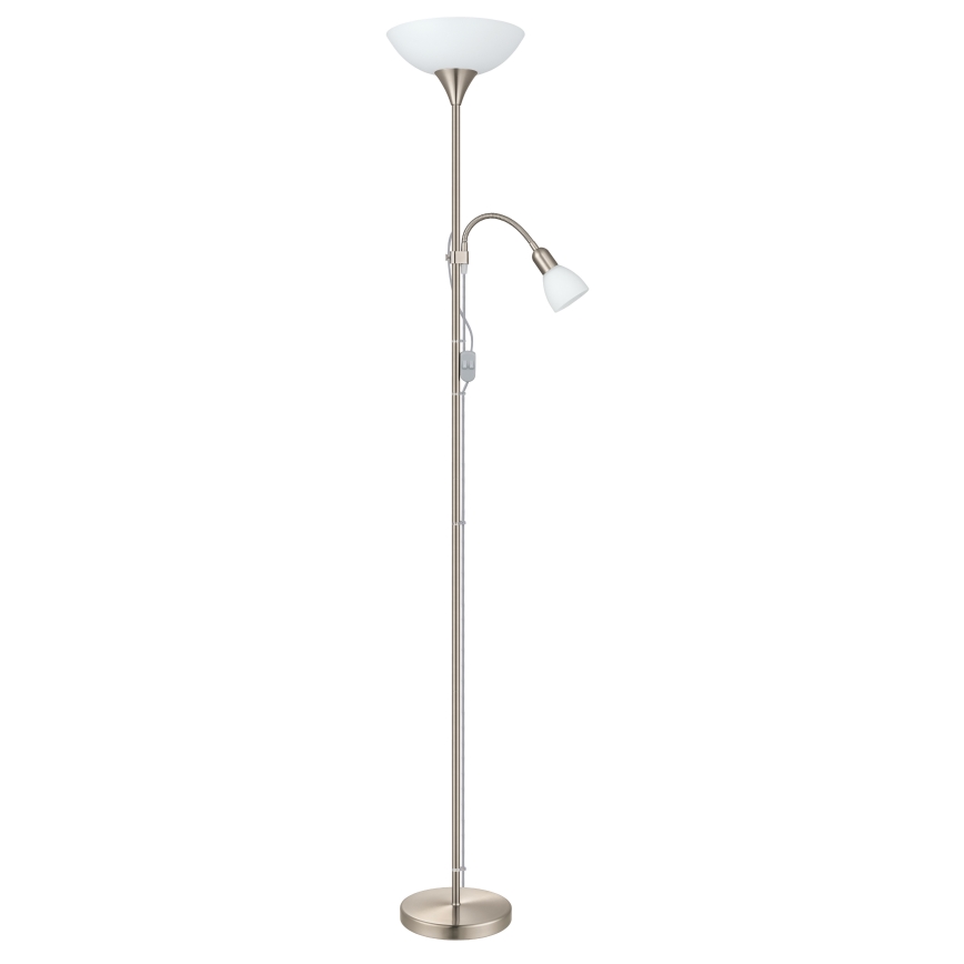 EGLO - Stojacia lampa 1xE27/60W + 1xE14/25W matný chróm