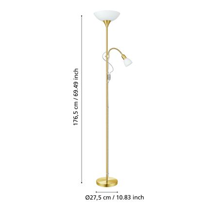EGLO - Stojacia lampa 1xE27/60W + 1xE14/25W zlatá