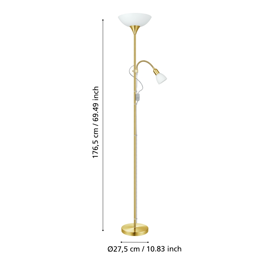 EGLO - Stojacia lampa 1xE27/60W + 1xE14/25W zlatá