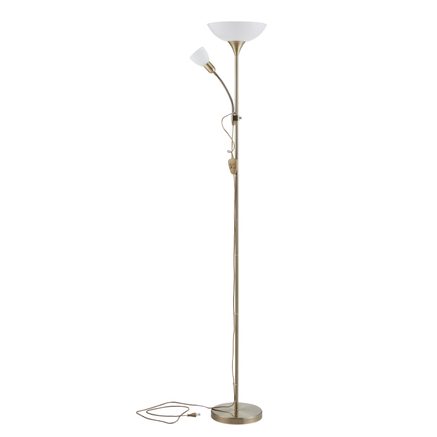 EGLO - Stojacia lampa 1xE27/60W + 1xE14/25W mosadz