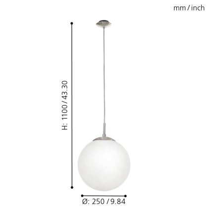 EGLO - Luster na lanku 1xE27/60W/230V pr. 25 cm biela