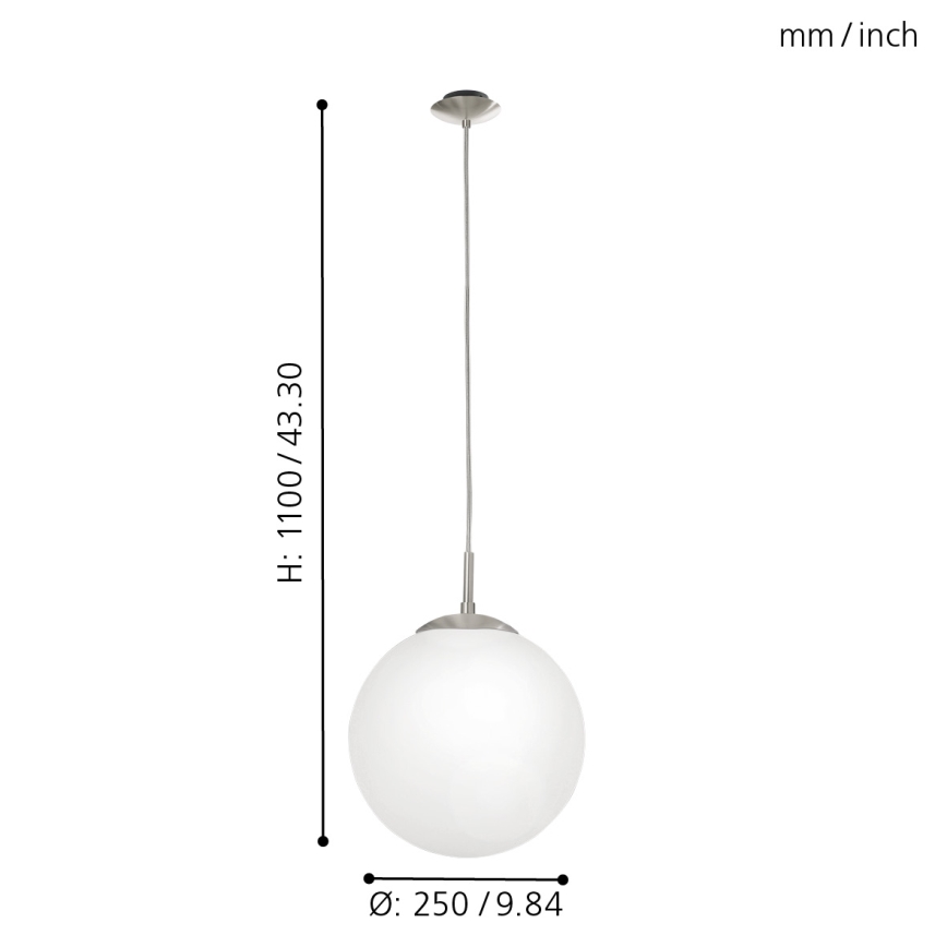 EGLO - Luster na lanku 1xE27/60W/230V pr. 25 cm biela