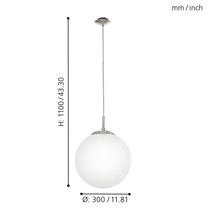 EGLO - Luster na lanku 1xE27/60W/230V pr. 30 cm biela
