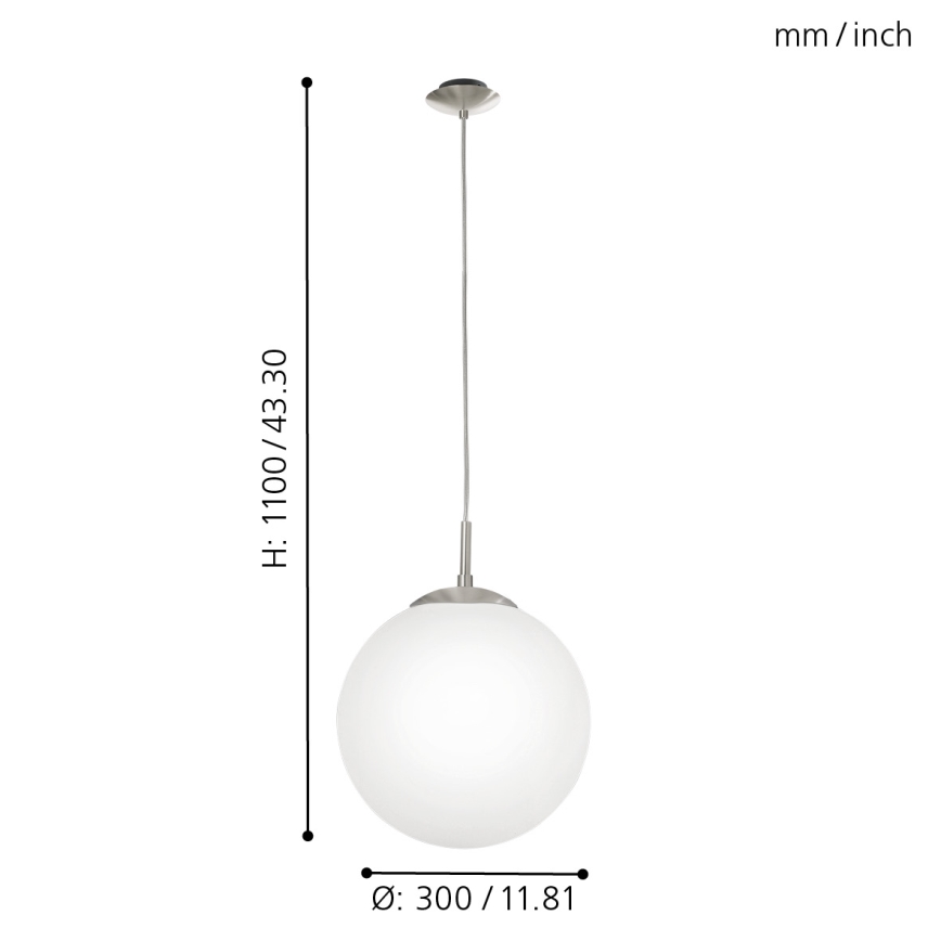 EGLO - Luster na lanku 1xE27/60W/230V pr. 30 cm biela