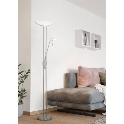 EGLO - Stmievateľná stojacia lampa 1xR7s/230W+1xG9/33W matný chróm