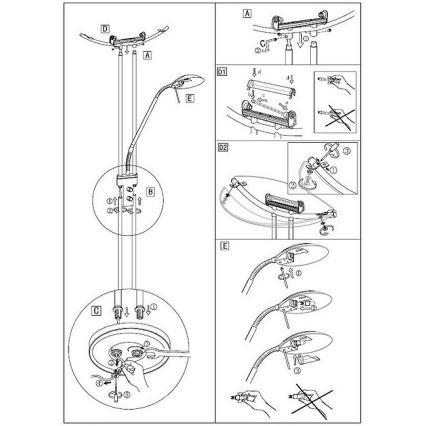 EGLO 85976 - Stmievateľná stojacia lampa BAYA 1xR7s/230W+1xG9/33W antická hnedá