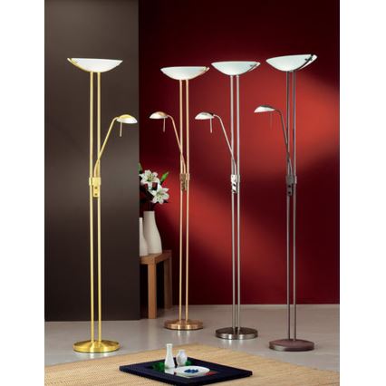 EGLO 85976 - Stmievateľná stojaca lampa BAYA 1xR7s/230W+1xG9/33W antická hnedá
