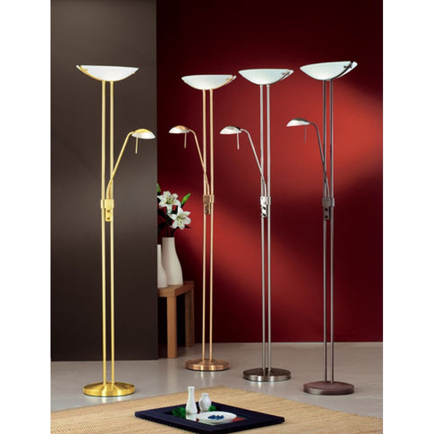 EGLO 85976 - Stmievateľná stojaca lampa BAYA 1xR7s/230W+1xG9/33W antická hnedá
