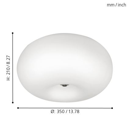 EGLO - Stropné svietidlo OPTICA 2xE27/60W/230V opálové sklo pr. 35 cm