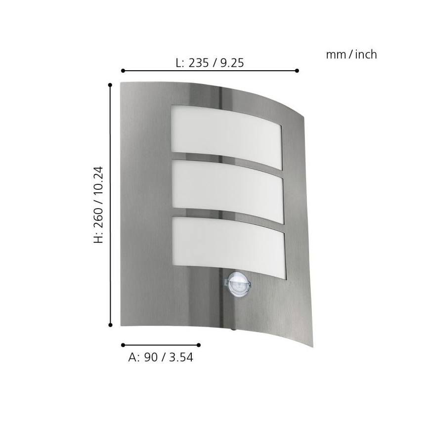 Eglo - Senzorové vonkajšie nástenné svietidlo 1xE27/15W/230V IP44