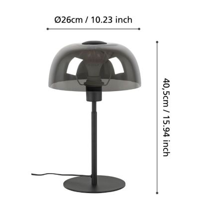 Eglo - Stolná lampa 1xE27/40W/230V čierna/šedá