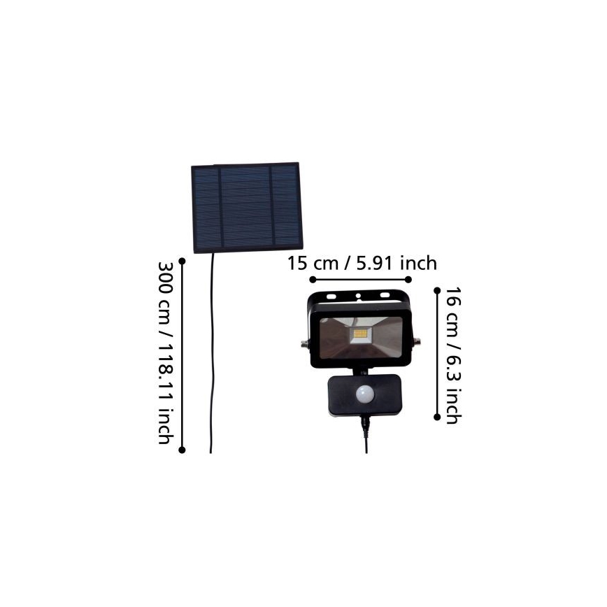 Eglo - LED Solárny reflektor so senzorom 15xLED/0,03W/3,7V 2600 mAh IP44