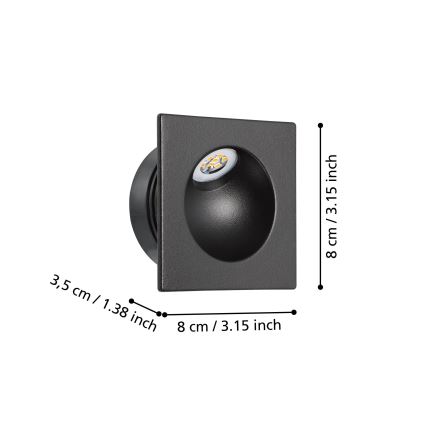 Eglo - LED Schodiskové svietidlo LED/2W/230V 3000K čierna