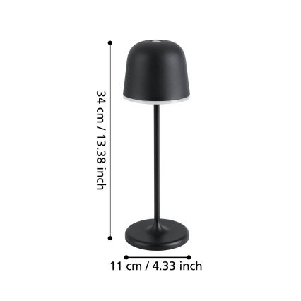 Eglo - LED Stmievateľná vonkajšia nabíjacia lampa LED/2,2W/5V 1800 mAh čierna IP54