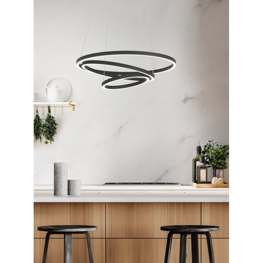 Eglo - LED Stmievateľný luster na lanku LED/43,2W/230V čierna
