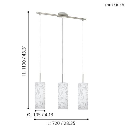 Eglo - Luster závesný 3xE27/60W/230V