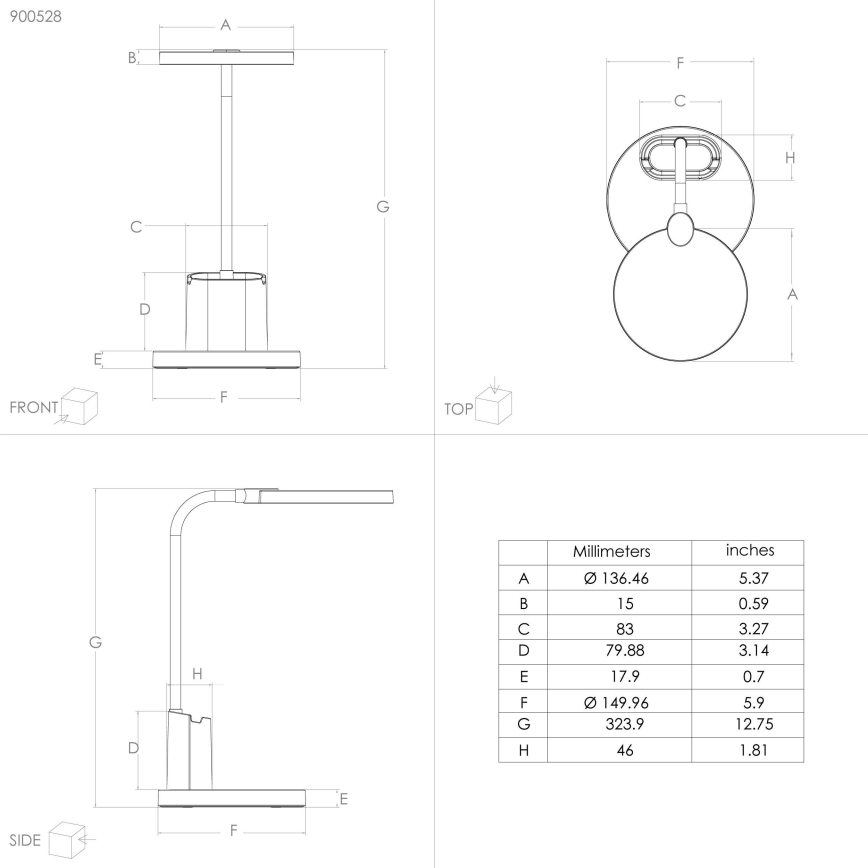 Eglo - LED Stmievateľná stolná lampa LED/2,1W/5V 1500 mAh 3000-6500K čierna