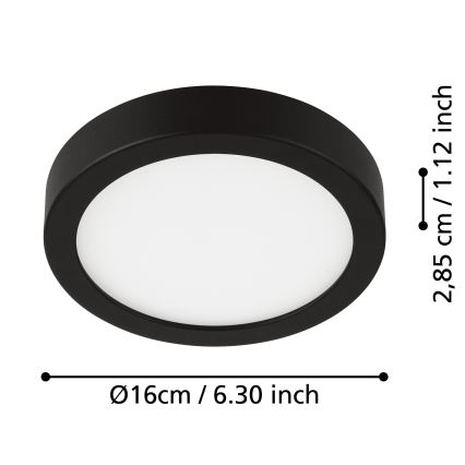 Eglo - LED kúpeľňové stropné svietidlo LED/11W/230V IP44 čierna pr. 16 cm