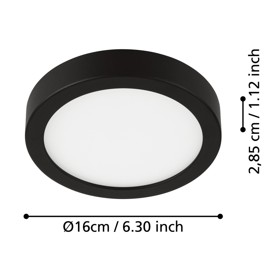 Eglo - LED kúpeľňové stropné svietidlo LED/11W/230V IP44 čierna pr. 16 cm