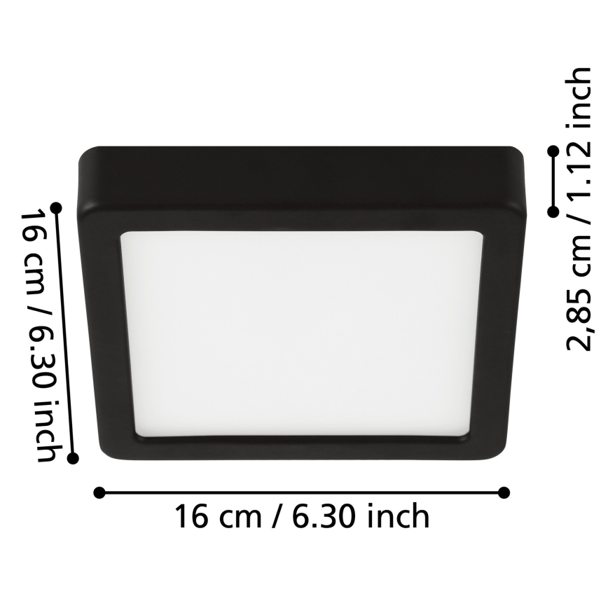 Eglo - LED kúpeľňové stropné svietidlo LED/11W/230V IP44 čierne 16x16 cm