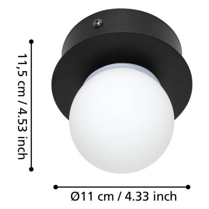 Eglo - LED Kúpeľňové stropné svietidlo LED/3,3W/230V IP44 čierna