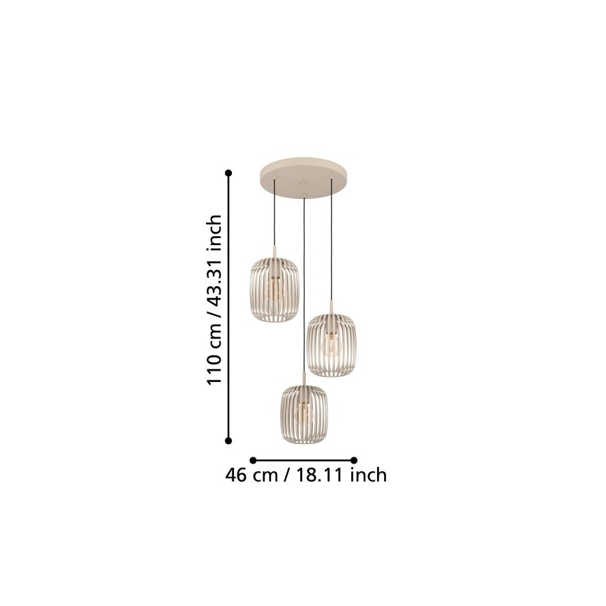 Eglo - Luster na lanku 3xE27/40W/230V béžová