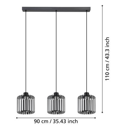 Eglo - LED RGBW Stmievateľný luster na lanku 3xLED/3,7W/230V 2700-6500K