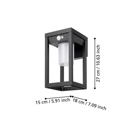 Eglo - LED Solárne nástenné svietidlo so senzorom LED/3,7W/3,7V IP44