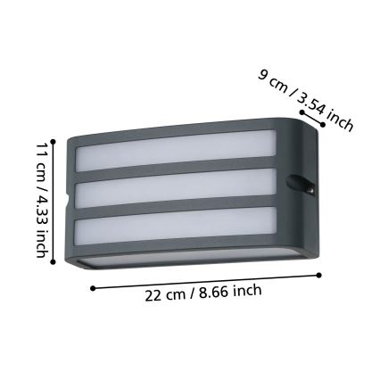 Eglo - Vonkajšie nástenné svietidlo 1xE27/40W/230V antracit IP54