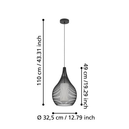 Eglo - Luster na lanku 1xE27/40W/230V čierna