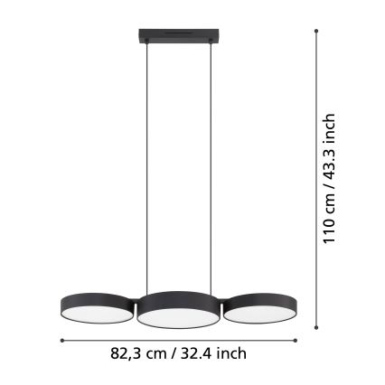 Eglo - LED RGBW Stmievateľný luster na lanku 3xLED/7,5W/230V 2700-6500K čierna