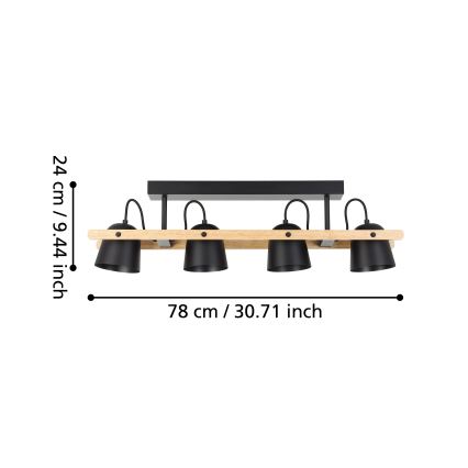 Eglo - LED RGBW Stmievateľný prisadený luster 4xLED/3,7W/230V 2700-6500K