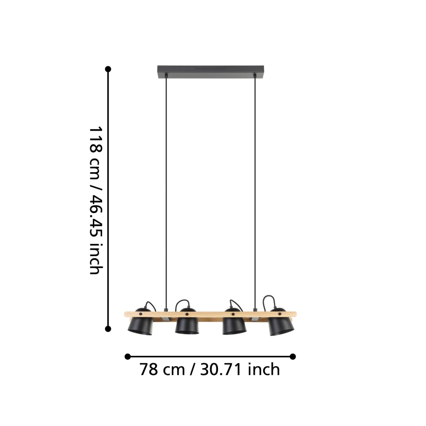 Eglo - LED RGBW Stmievateľný luster na lanku 4xLED/3,7W/230V 2700-6500K