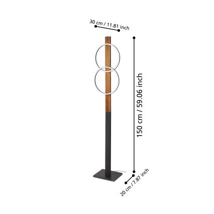 Eglo - LED Stojacia lampa 2xLED/12W/230V 3000K hnedá/čierna