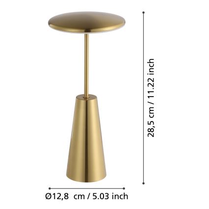 Eglo - LED Stmievateľná dotyková vonkajší lampa LED/2,8W/5V 2400K/3000K/4000K 5200 mAh IP54 zlatá