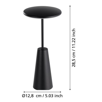 Eglo - LED Stmievateľná dotyková vonkajšia lampa LED/2,8W/5V 2400K/3000K/4000K 5200 mAh IP54 čierna