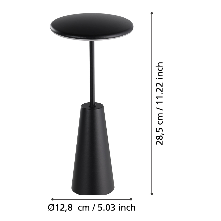 Eglo - LED Stmievateľná dotyková vonkajšia lampa LED/2,8W/5V 2400K/3000K/4000K 5200 mAh IP54 čierna