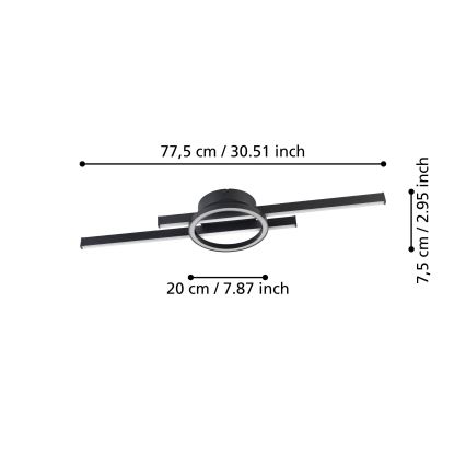 Eglo - LED RGBW Stmievateľné stropné svietidlo LED/23,5W/230V 2700-6500K čierna + diaľkové ovládanie