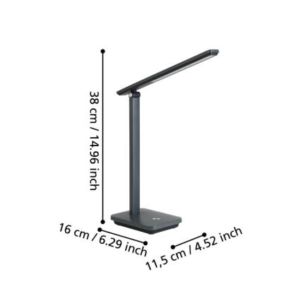 Eglo - LED Stmievateľná nabíjacia stolná lampa LED/3,6W/5V 1800mAh šedá