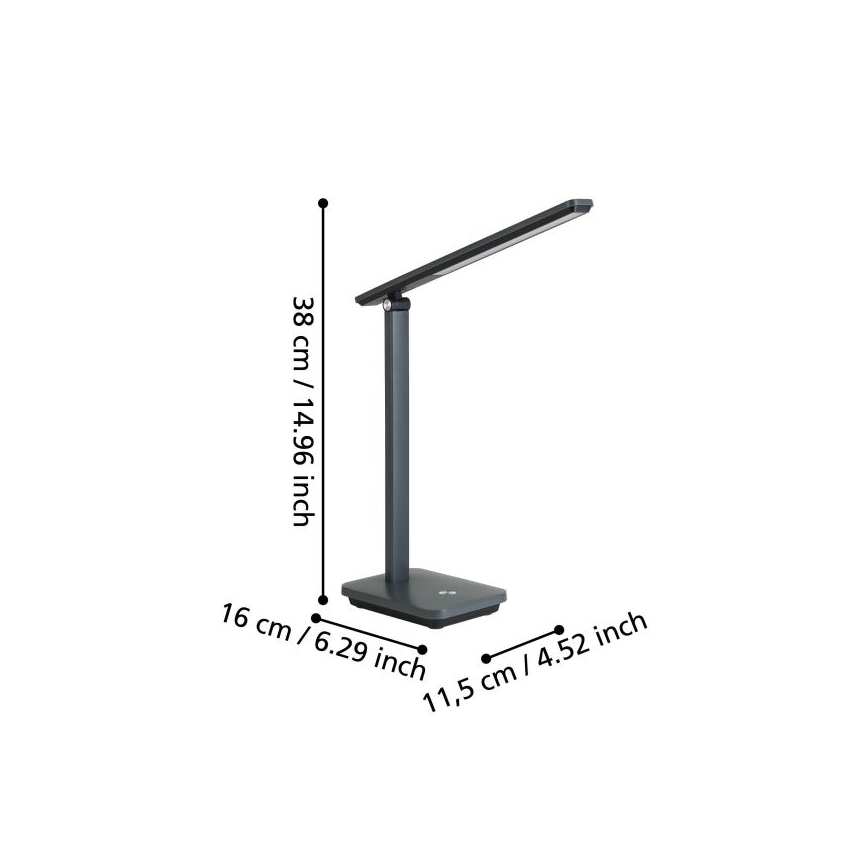 Eglo - LED Stmievateľná nabíjacia stolná lampa LED/3,6W/5V 1800mAh šedá