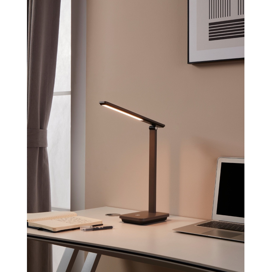 Eglo - LED Stmievateľná nabíjacia stolná lampa LED/3,6W/5V 1800mAh hnedá