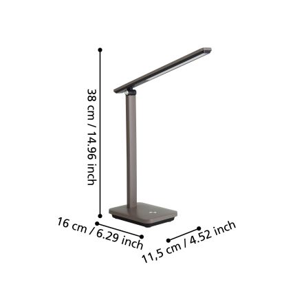 Eglo - LED Stmievateľná nabíjacia stolná lampa LED/3,6W/5V 1800mAh hnedá