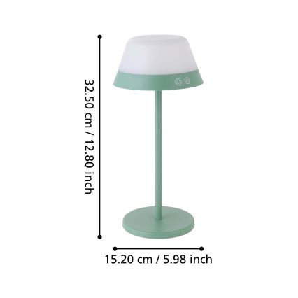 Eglo - LED RGBW Stmievateľná dotyková vonkajšia lampa 2v1 LED/1,5W/5V 2600 mAh IP54 zelená