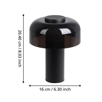 Eglo - LED Stmievateľná dotyková vonkajšia lampa LED/2,25W/5V 2400-4000K 5200 mAh IP44 čierna