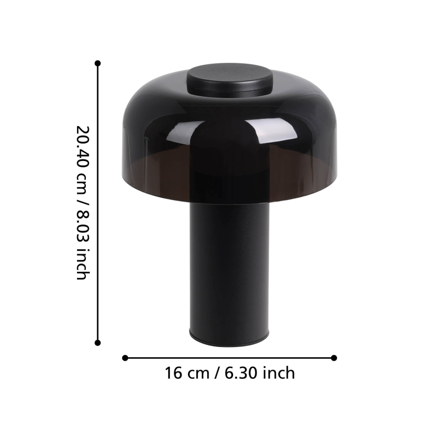 Eglo - LED Stmievateľná dotyková vonkajšia lampa LED/2,25W/5V 2400-4000K 5200 mAh IP44 čierna