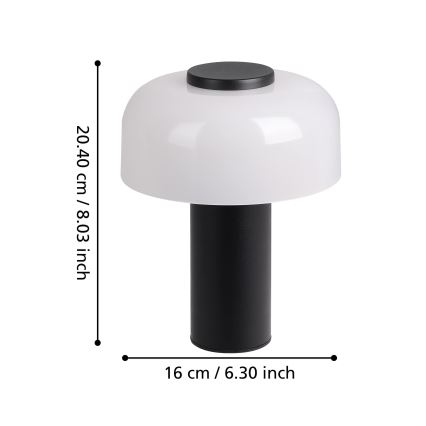 Eglo - LED Stmievateľná dotyková vonkajšia lampa LED/2,25W/5V 2400-4000K 5200 mAh IP44 čierna/biela