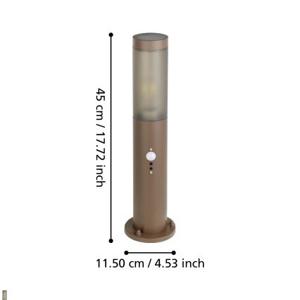 Eglo - Vonkajšia lampa so senzorom 1xE27/15W/230V 45 cm IP44